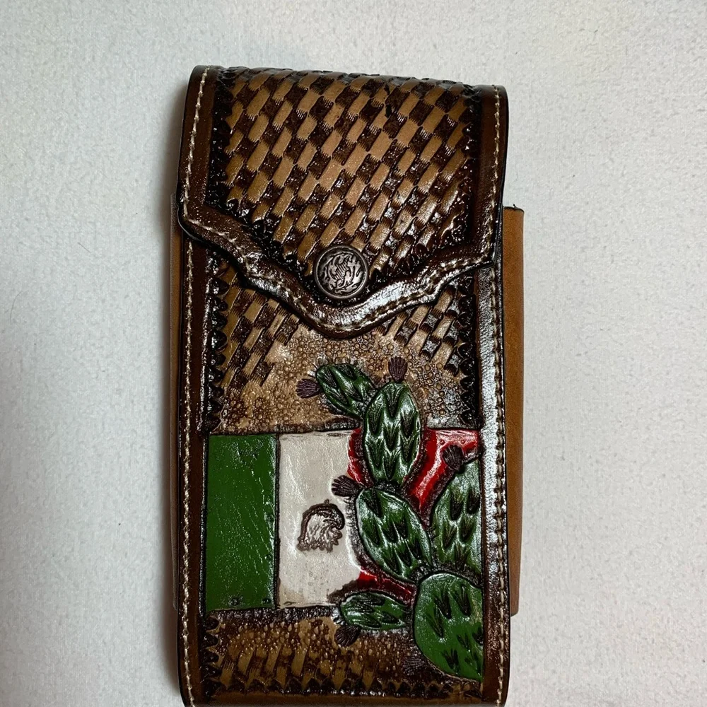 WESTERN LEATHER CELL PHONE CASE, FUNDA VAQUERA DE‎ CUERO COWBOY RODEO PHONE CASE